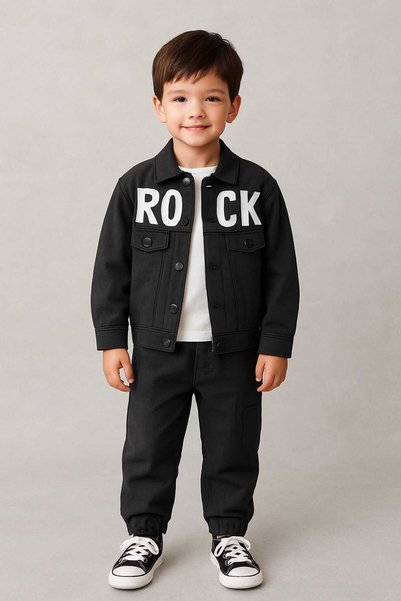 zavera for kids Boy's 3-Piece Linen Set - Jacket - Bodysuit - Pants - Printed and Pocket Detailed