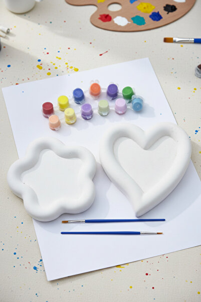 adanaçiçekliatölye KALP TABAK VE ÇİÇEK TABAK BOYAMA TAŞ BOYAMA EĞLENCELİ ETKİ...