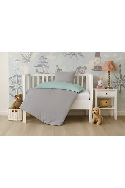 BabyCo Bebek Müslin Nevresim Seti 2 Parça – 100x150 Nevresim + 35x45 Yastık Kılıfı – %100 Pamuk, Çift Renk