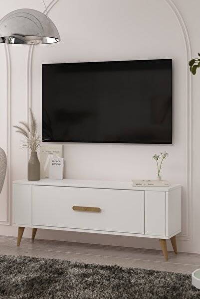 DEMONTE DECOR TV1338DD RETRO-128 TV SEHPASI BEYAZ-SAFİRMEŞE