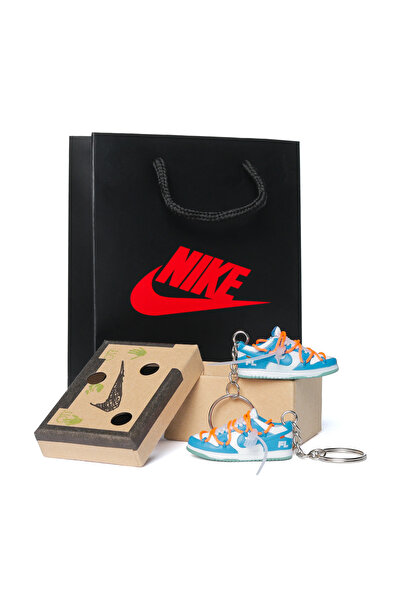 Nike x OW Dunk "Low" UNC Keychain Set, Box and Bag