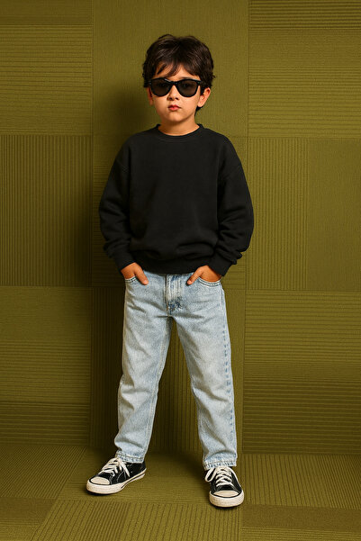 ZezeKids Erkek Çocuk Slim Fit Ayarlanabilir Bel Lastikli Denim Jean