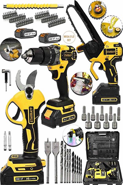 Saatistan Çift Akülü Bahçe Seti, Testere, Budama Makası ve Dönüştürücü