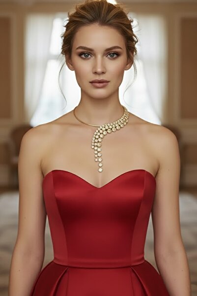 CAŞ DEKORASYON Gold Color Stone Evening Dress Necklace