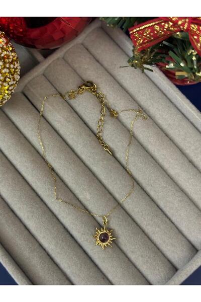 Idarosa Concept Minimal Zincirli, Güneş Sembollü, Doğal Taşlı, Antik Seri Çel...
