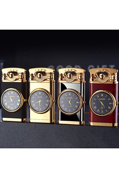 Genel Markalar Sevgiliye Hediye Saatli Jet Alev Rüzgar Geçirmez Çakmak