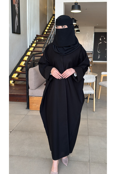 Elena عباية لفة شهزاد أناقة التطريز والشكّ المدمج | عباية سوداء بقصة فضفاضة عملية