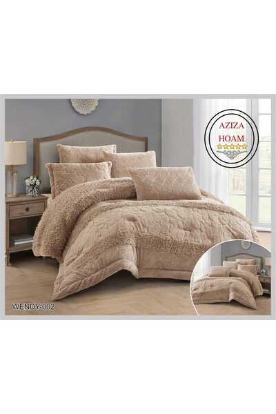 FABRIC Double bed velvet duvet set, 8 pieces, one side faux fur and the other...