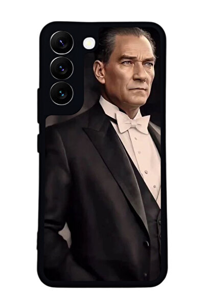 Aksel Kılıf متوافق مع هاتف سامسونج جالاكسي S22 مطبوع ، أسود غير لامع، سيليكون...