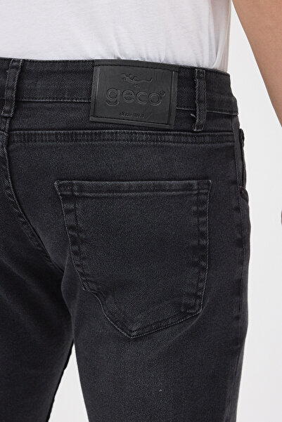 Geco Men's Anthracite Slim Fit Slim Fit Cotton Stretch Stretch Fabric Denim Jean Trousers