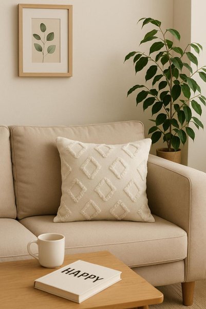 SYCAMORE HOME Throw Pillow Cover 43X43 cm – Double-Sided, Zippered, Compatible with Luxury Chenille Fabric Sofa Cover 1 Piece