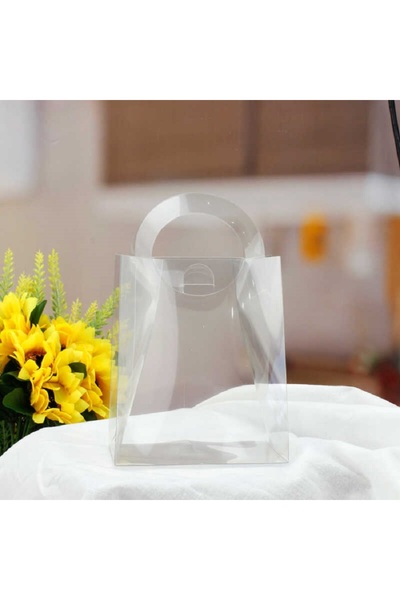 ozbience Şeffaf Asetat Çanta, 12x10x6 cm, 10’lu Paket, Hediyelik ve Dekoratif...
