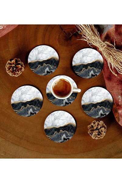 Twin Store 6 Pieces Patterned MDF Coasters