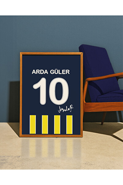 Base Concept Αφίσα με υπογραφή Arda Güler, Νούμερο 10, σε κίτρινο και μπλε να...