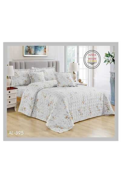 FABRIC لحاف مضغوط نفرين 6 قطع بلون رمادي فاتح مزهر نقش هادئ يناسب مختلف ديكور...