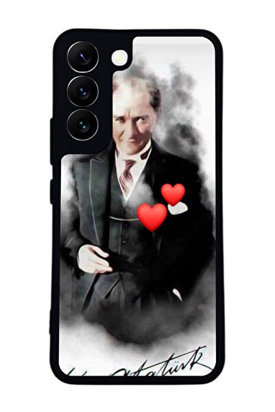 Aksel Kılıf متوافق مع هاتف سامسونج جالاكسي S22 مطبوع ، أسود غير لامع، سيليكون...