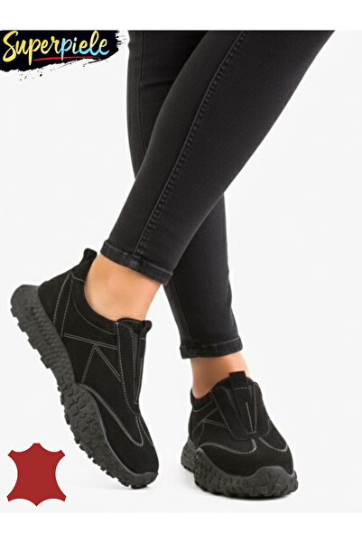 ANGEL BLUE Pantofi sport casual din piele întoarsă pentru femei