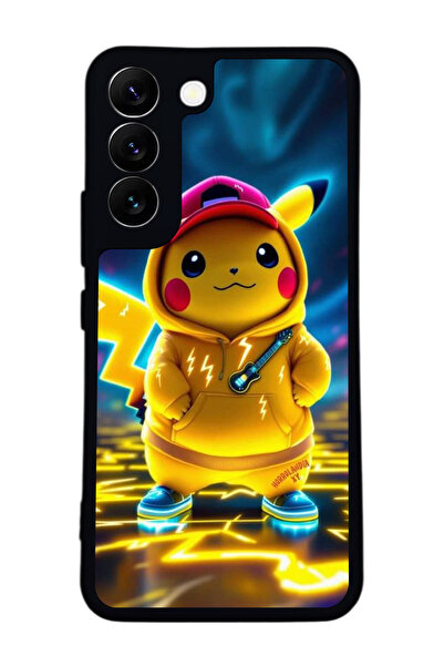 Aksel Kılıf متوافق مع هاتف سامسونج جالاكسي S22 مطبوع ، أسود غير لامع، سيليكون...