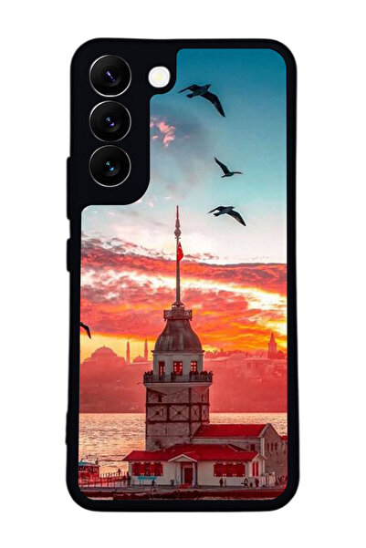 Aksel Kılıf متوافق مع هاتف سامسونج جالاكسي S22 مطبوع ، أسود غير لامع، سيليكون...