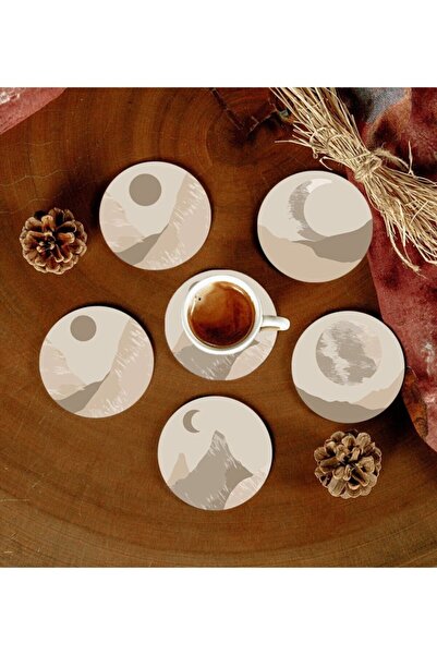 Hangora 6 Pieces Patterned MDF Coasters