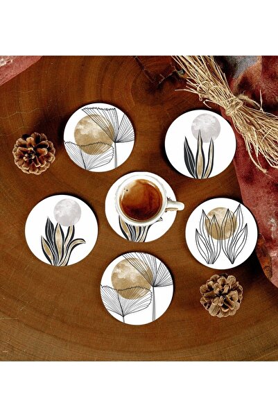 Twin Store 6 Pieces Patterned MDF Coasters