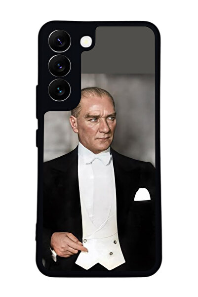 Aksel Kılıf متوافق مع هاتف سامسونج جالاكسي S22 مطبوع ، أسود غير لامع، سيليكون...