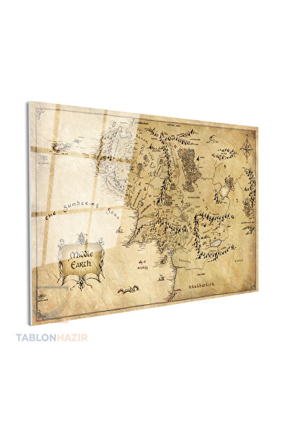tablonhazır Yatay Cam Tablo Salon Duvar Tablosu Yatay Cam Lotr Middlearth Har...