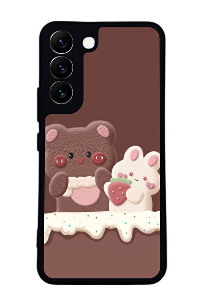 Aksel Kılıf متوافق مع هاتف سامسونج جالاكسي S22 مطبوع ، أسود غير لامع، سيليكون...