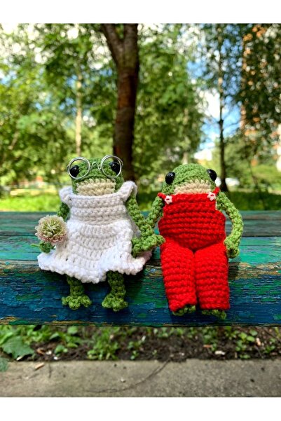 NEVAMATÖLYE Sevimli Kurbağa Askılı Çanta Charmı | Örgü Amigurumi Aksesuar | H...