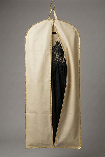 FarilasGlobal Krem Gold Şeritli Abiye Kılıfı – 100x60 cm – 70 Gr – Tekli