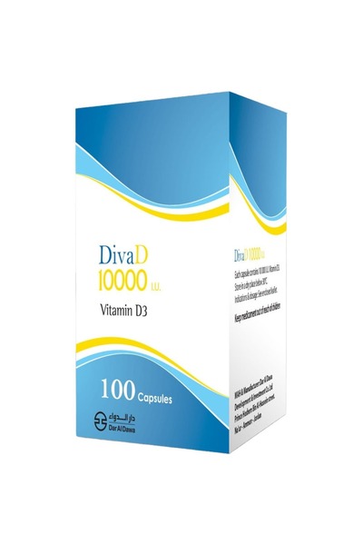 Dar Al Dawa Diva-D Vitamin D3 10000 IU 100 Capsules