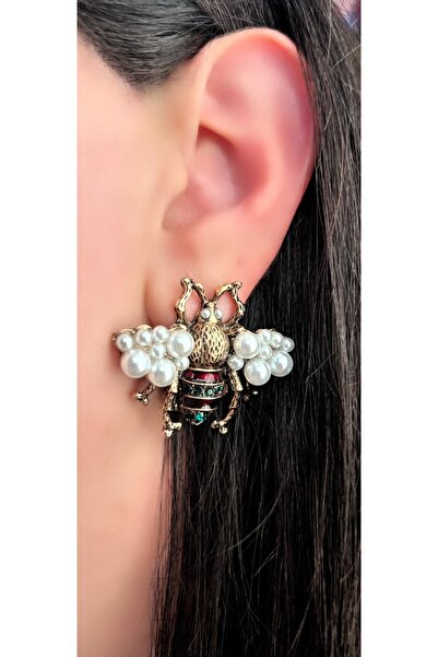 Store Dıva Charm Bee Motif Pearl Earrings