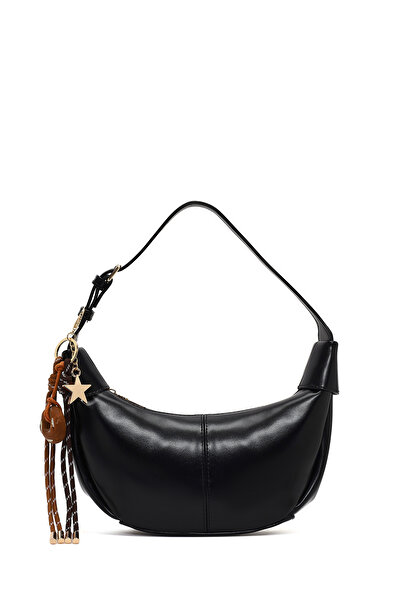 Derimod Women's Black Shoulder Bag with Accessories 25Wbd290618