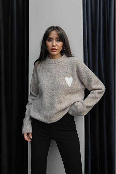 Havoş Mink Heart Soft Textured Sweater