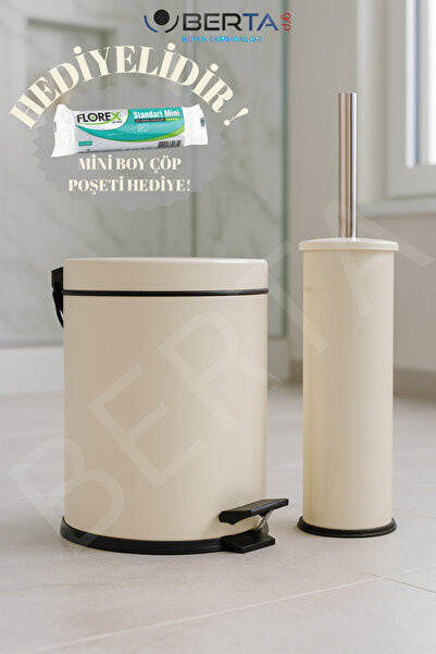 ozbience Banyo Seti: Mini Çöp Kovası ve Tuvalet Fırçası, Hediye Poşetli