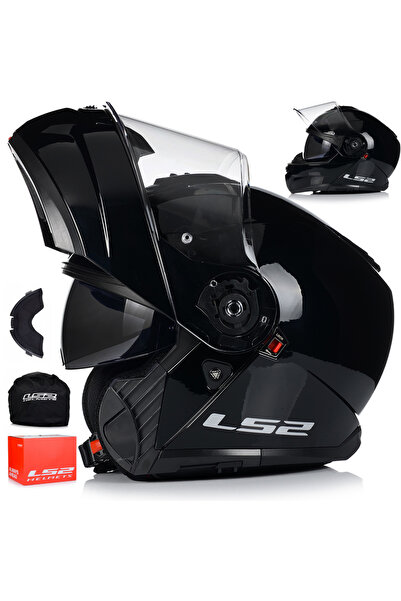 LS2 Strobe 2 Parlak Siyah Çene Açılır Motosiklet Kaskı