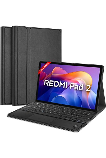 HYX حافظة لوحة مفاتيح لجهاز Redmi Pad 2 - غطاء جلدي فائق النحافة من البولي يوريثان مع لوحة مفاتيح بلوتوث قابلة للفصل ولوحة مفاتيح