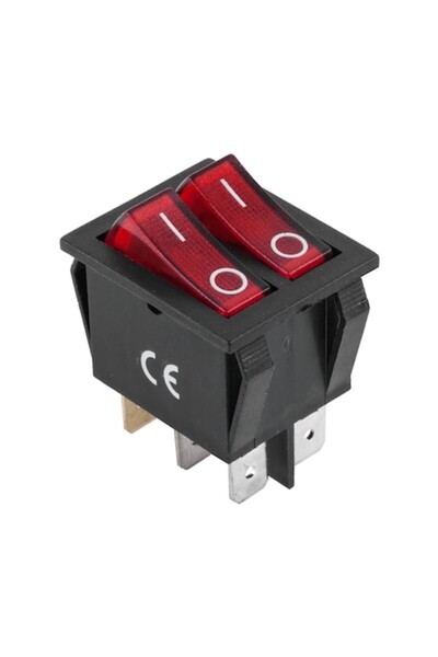 INNY Red double throw (DPDT) rocker switch with illumination