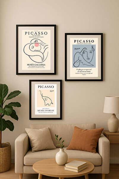 Koi Art Design Picasso Tabloları Çerçeveli Duvar Dekoru Salon Yatak Odası İçi...