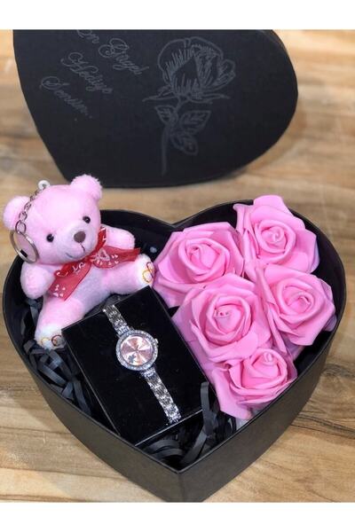 ozbience Sevgililer Günü ve Anneler Günü İçin Çiçekli Kalp Anahtarlık ve Saat...