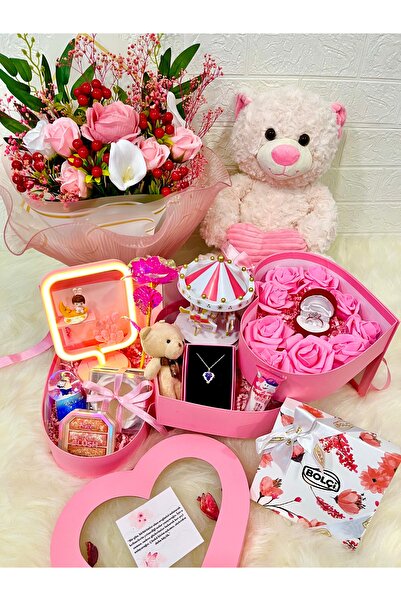 Laydy Collection Deluxe kokina buketli 3’lü tasarım hediye seti, sevgiliye he...