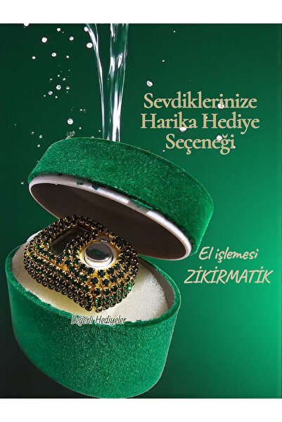 ozbience El İşçiliği Yeşil Taşlı Zikirmatik ve Dağıtmalık Hediye