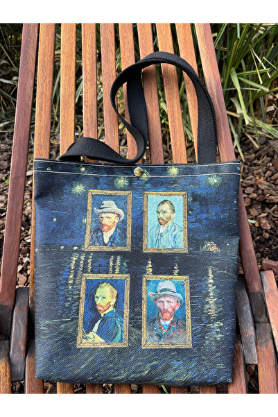 pamukcanta Vincent Van Gogh Kanvas Bez Çanta Yıkanabilir Metal Çıtçıtlı 35x38...