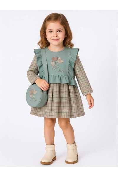 KATIA فستان أنيق للفتيات من عمر 2-5 سنوات |   حقيبة مع كشكشة وتطريز على شكل قلب، مناسبة للاستخدام اليومي والمناسبات الخاصة