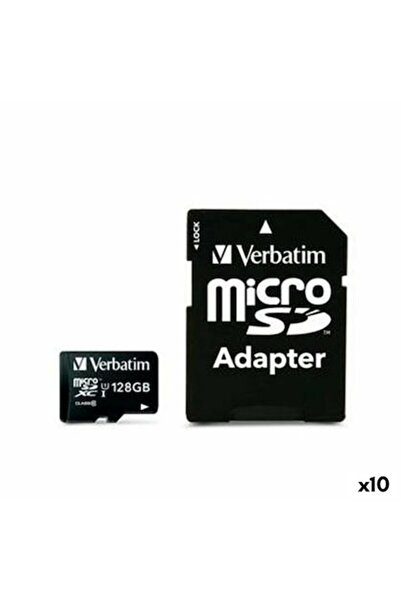 Verbatim microSDHC memory cards 128 GB, set of 10, adapter, black