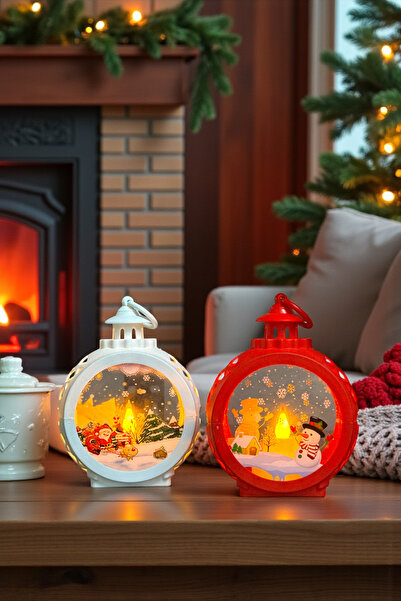 Zemtigo 1 Adet Yılbaşı Noel Fener Alevli Yapay Mum Pilli Led Kandil Asılabilir Karışık Renk Yuvarlak Model