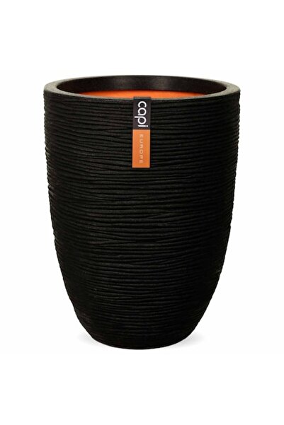 CAPI Ghiveci elegant Nature Rib, negru, 46x58 cm