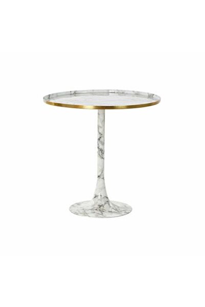DKD Home Decor Masă laterală, aluminiu auriu, marmură albă, 51x51x51 cm