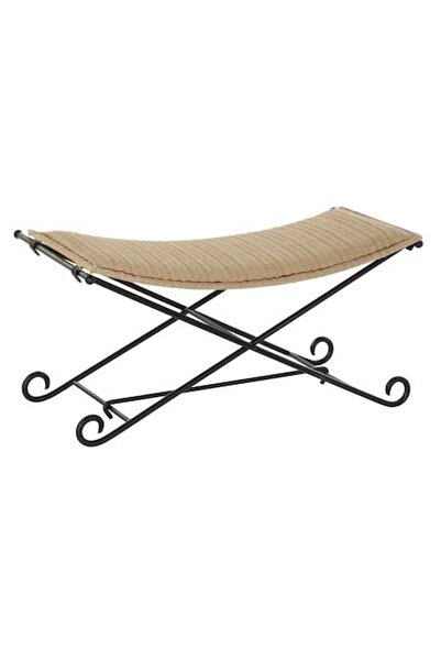 DKD Home Decor Scaun Metal/Rattan 94x49x44 cm Negru/Maro Deschis