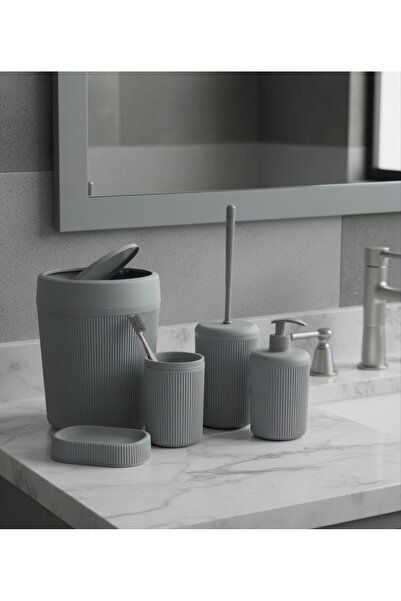 ozbience 5'li Banyo Seti – Çöp Kovası, Tuvalet Fırçası, Lavabo Takımı, Sabunl...